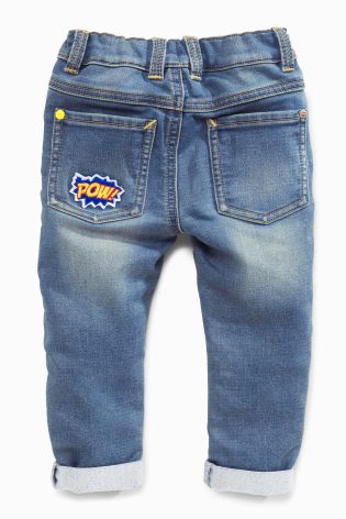 Denim Blue Badged Jersey Jeans (3mths-6yrs)